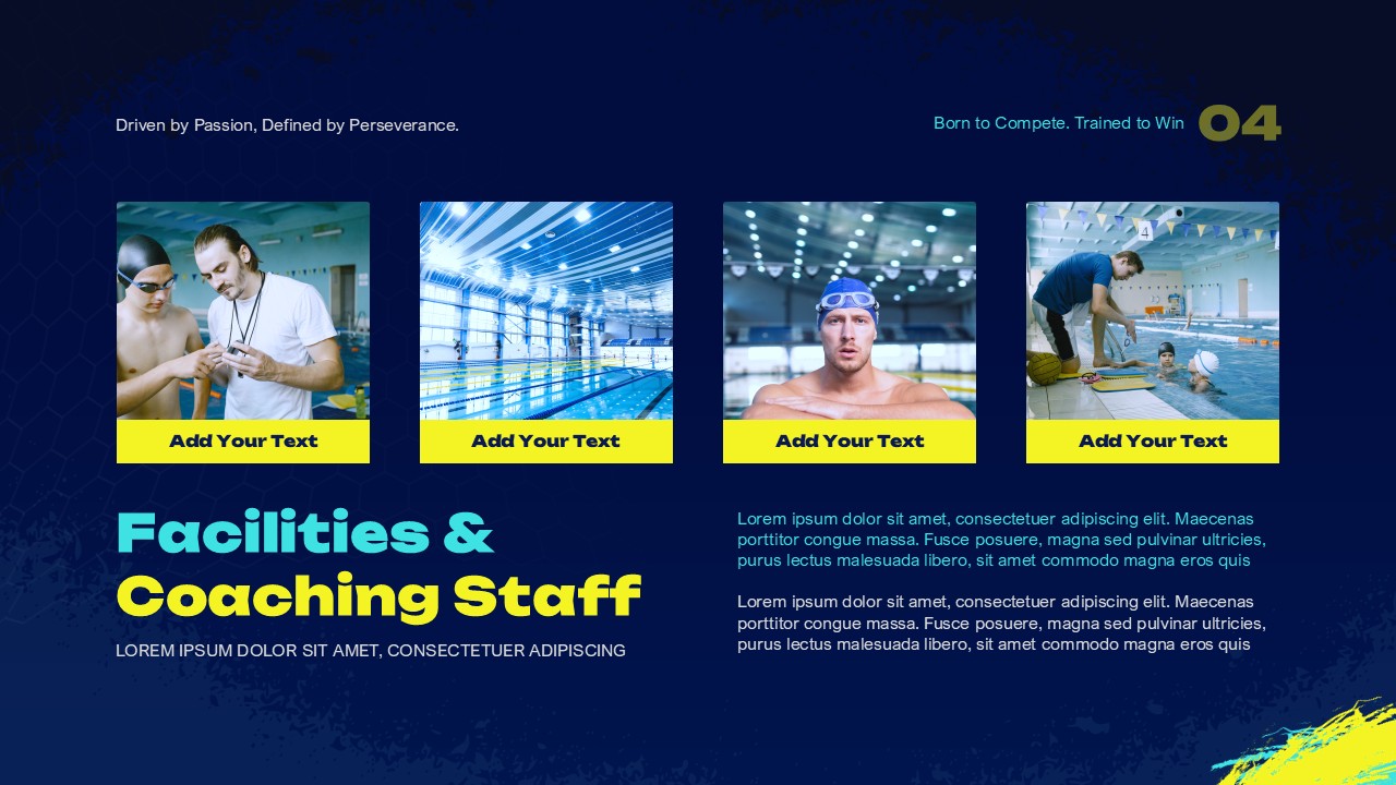Facilities and Coaching Staff Water Polo Sports PowerPoint and Google Slides Template