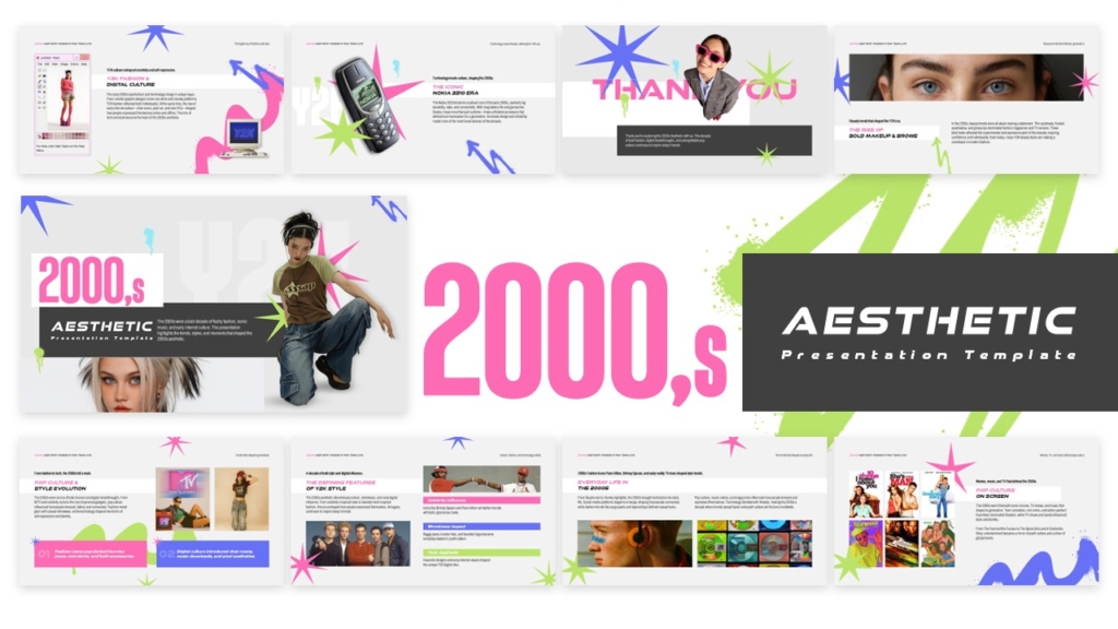 An Image That Shows a 2000s Aesthetic Template for PowerPoint and Google Slides