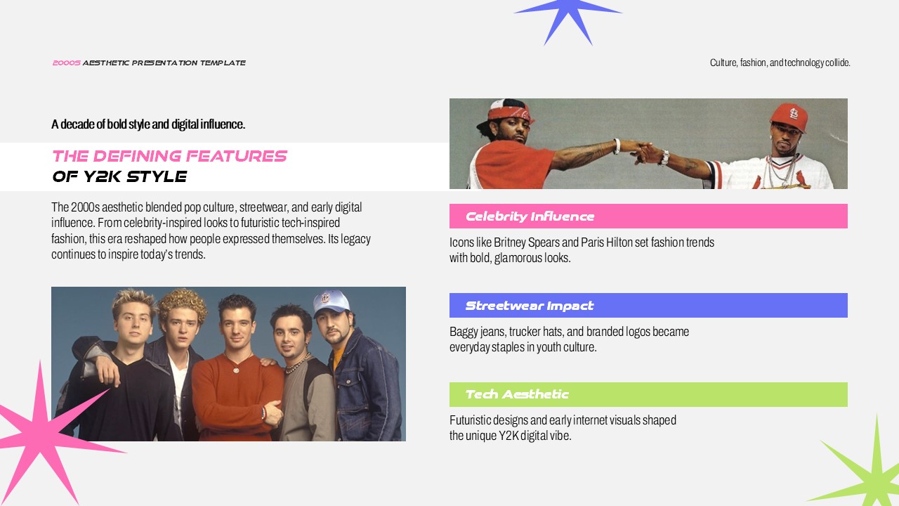 An Image That Represents the 2000s Aesthetic Template for PowerPoint & Google Slides. 2000s The Defining Feature of Y2K Style PowerPoint and Google Slides