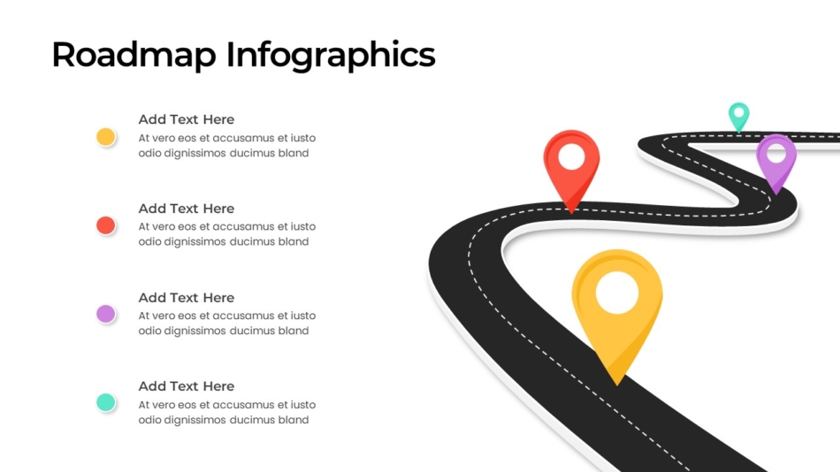 An Image that Shows 4 Step Roadmap Power Point Template. 10 Best Roadmap Slide Templates and How to Use Them in Business Presentations.