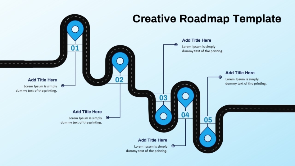 An Image that Shows Creative Roadmap Journey Template for PowerPoint and Google Slides. 10 Best Roadmap Slide Templates and How to Use Them in Business Presentations.