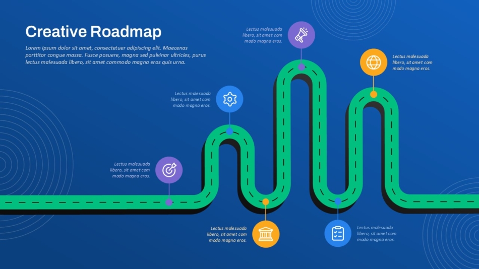 An Image That Shows a Creative Roadmap Template. PowerPoint Roadmap Template for business planning
