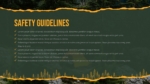 Safety guidelines slide in Forest Camping Adventure Template with camping safety checklist and forest background.