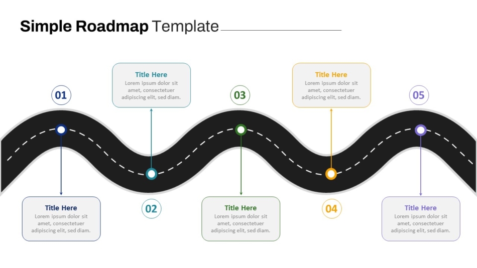 An Image that Shows Free Simple PowerPoint Roadmap Template For Presentation. 10 Best Roadmap Slide Templates and How to Use Them in Business Presentations
