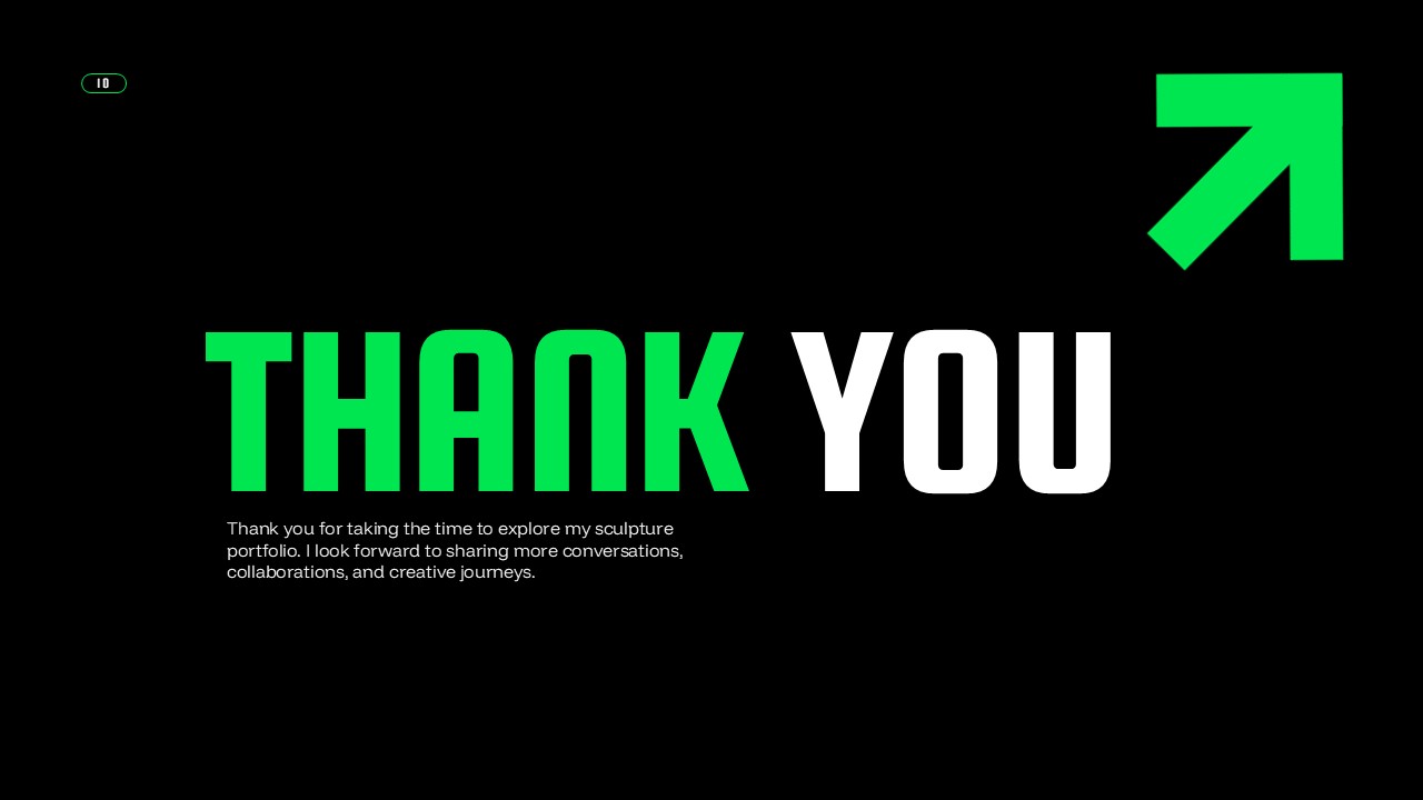 An Image That Shows Art Portfolio Presentation Template. Modern Art Sculpture Portfolio Thank You PowerPoint and Google Slides