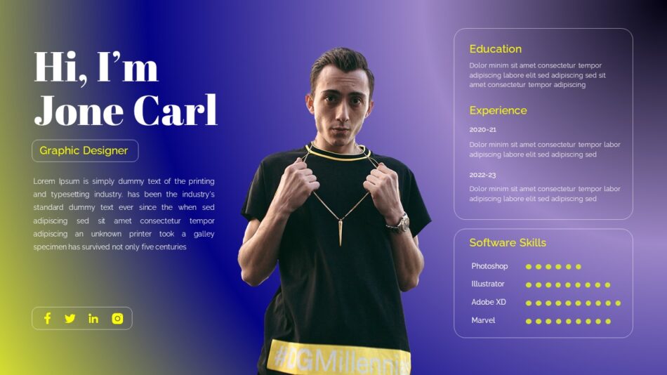 An Image That Shows an Editable About Me Slide for PowerPoint and Google Slides