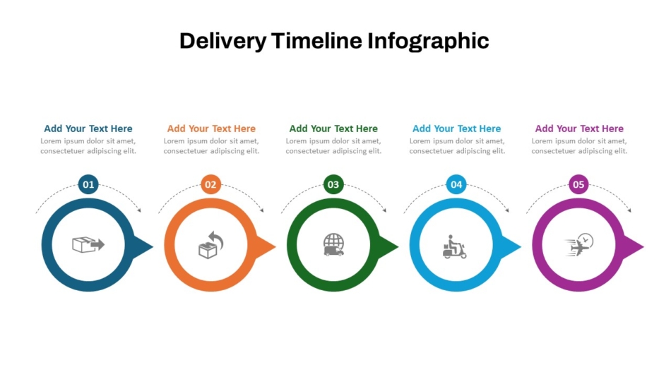 An Image That Shows Best Delivery PowerPoint Timeline Infographic Template. Learn how to design Infographic PowerPoint slides with clear structure
