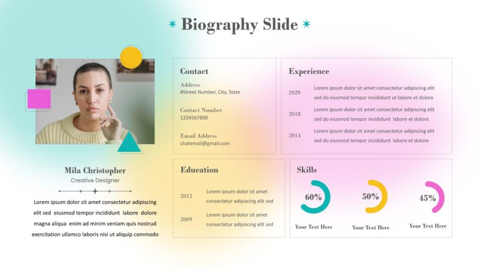 An Image That Shows a Biography Google Slides and PowerPoint Template