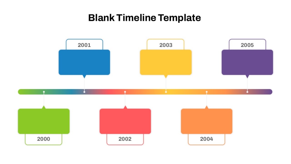 An Image That Shows a Blank Timeline PowerPoint Template. Design structured presentations using a Blank Timeline Template built for PowerPoint and Google Slides