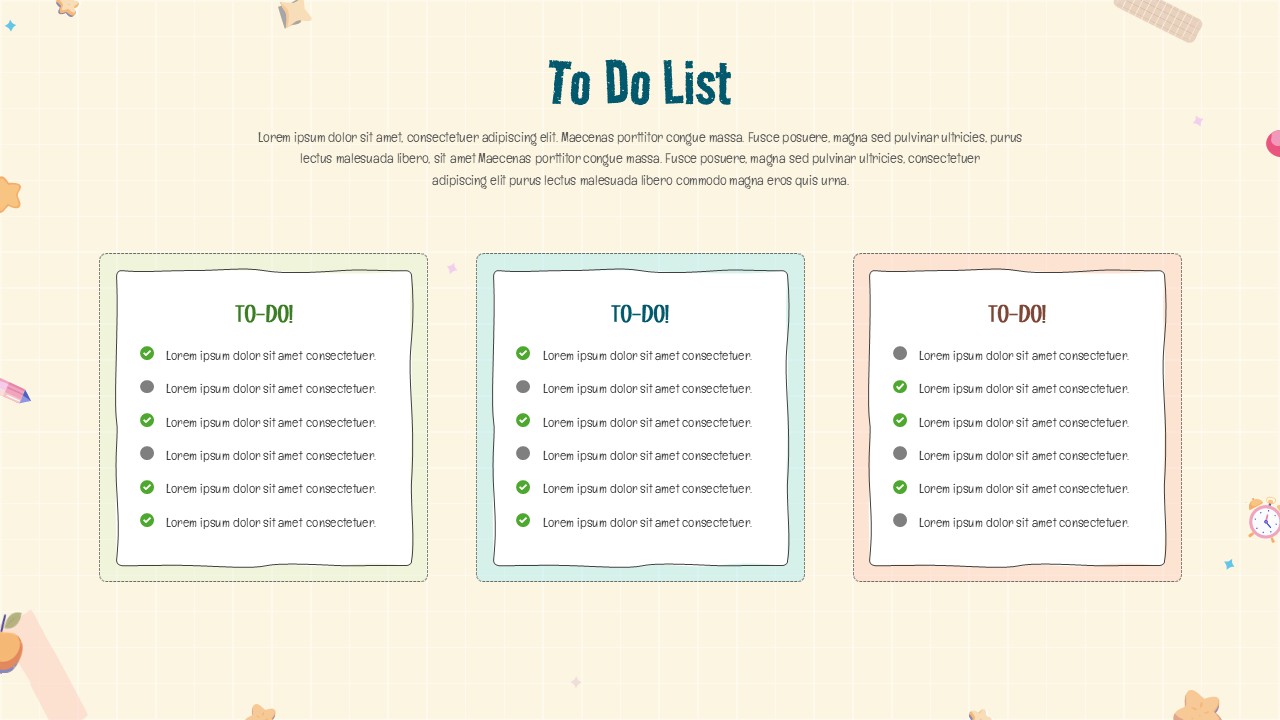 Elementary School Weekly Planner To Do List Templates for PowerPoint and Google Slides. Using This Elementary School Weekly Planner Presentation Template