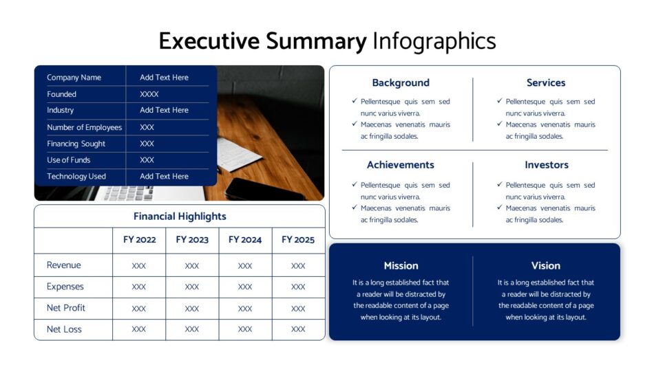 An Image That Shows an Executive summary slide guide