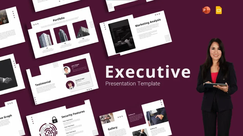An Image That Shows Executive and Leadership Presentations Template. Choosing the right Business Presentation Template improves clarity, structure, and impact