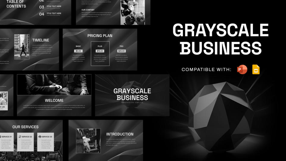 An Image That Shows a Grayscale Business Presentation Template
