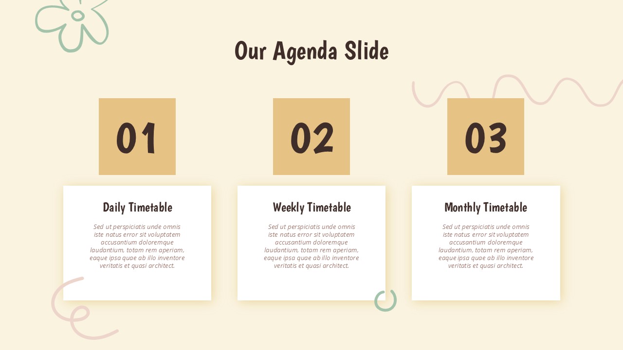 An Image That Shows Our Agenda Slide Presentation Templates, Doodle Daily Agenda Template for PowerPoint and Google Slides
