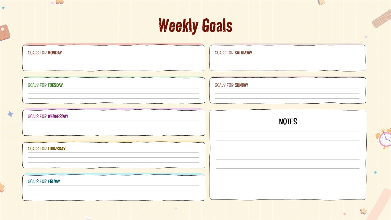 Weekly Goals Presentation Templates for Google Slides and PowerPoints. Using This Elementary School Weekly Planner Presentation Template