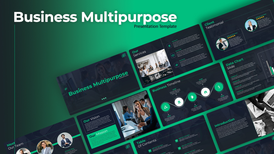 An Image That Shows a  Multipurpose Business Presentation Template. Choosing the right Business Presentation Template