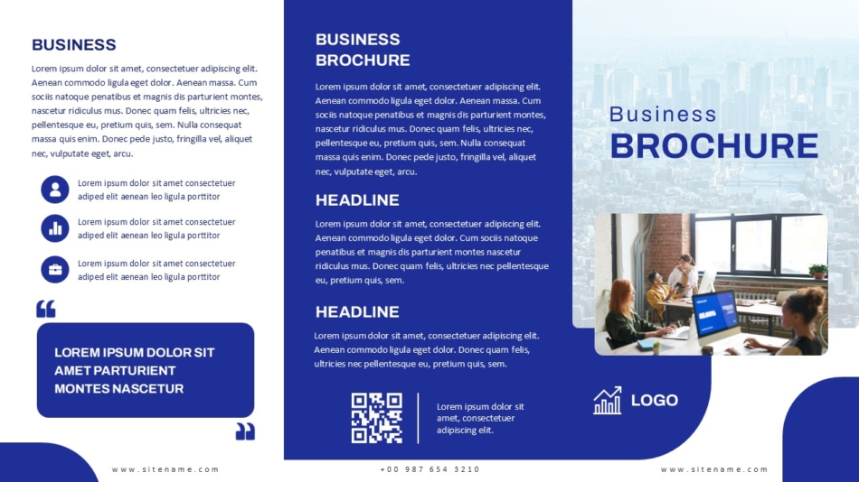 An Image That Shows Business Brochure PowerPoint Presentation Template, Find Free Google Slides themes designed for business meetings, education presentations