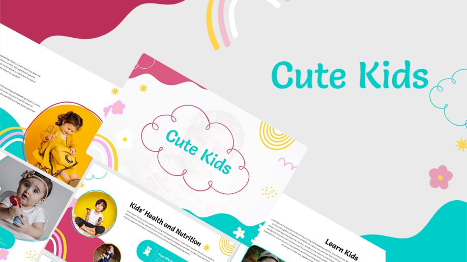An Image That Shows a Cute Kids PowerPoint and Google Slides Templates. Explore Cute Backgrounds for Google Slides