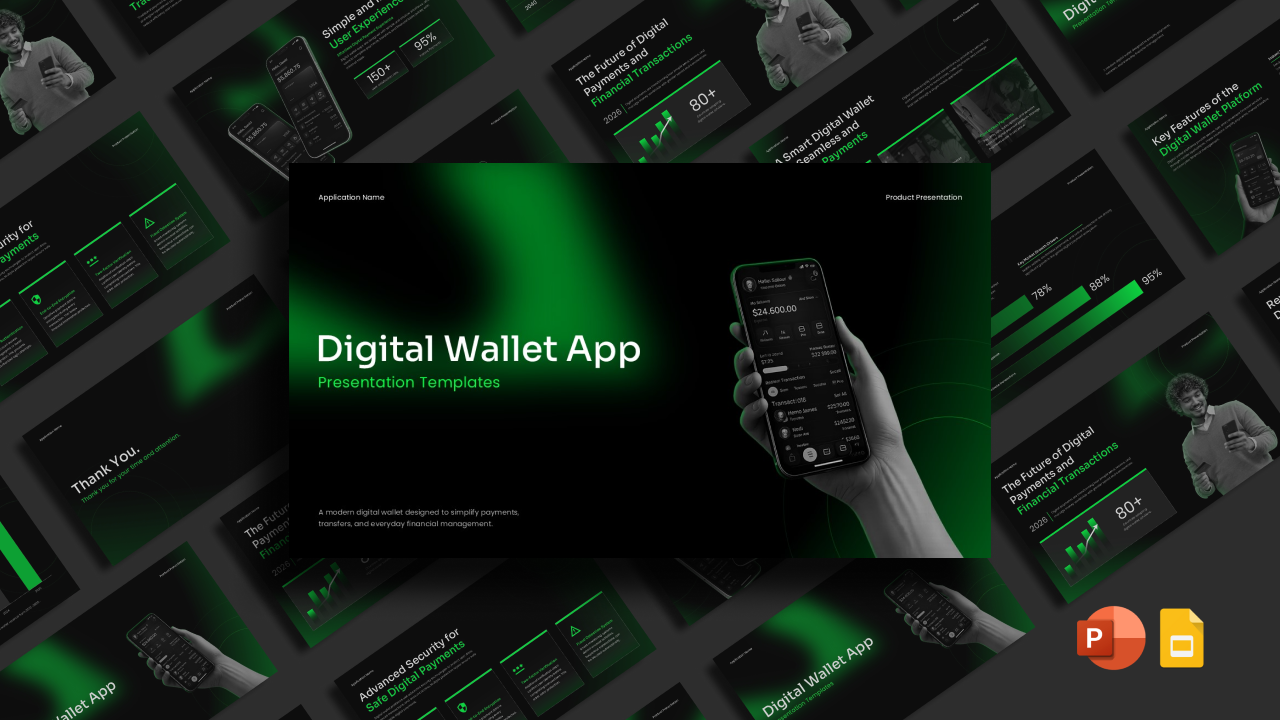 An Image That Shows a Digital Wallet App Template for PowerPoint and Google Slides