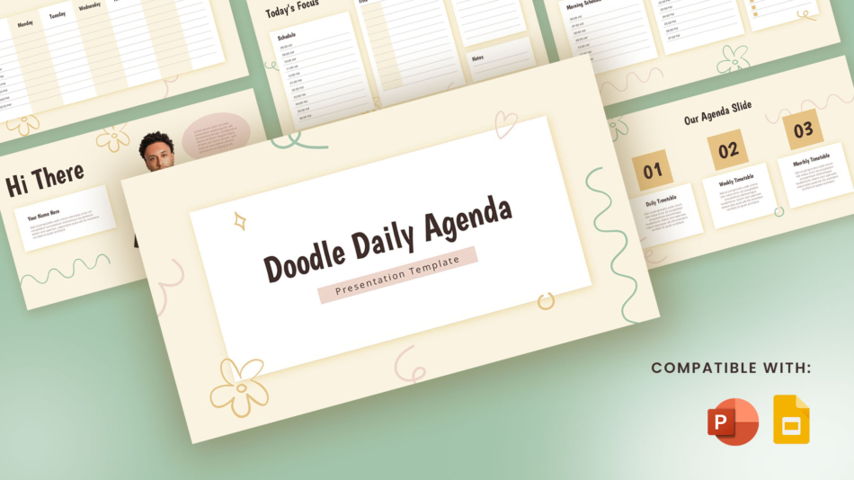 An Image That Shows a Doodle Daily Agenda Presentation Template