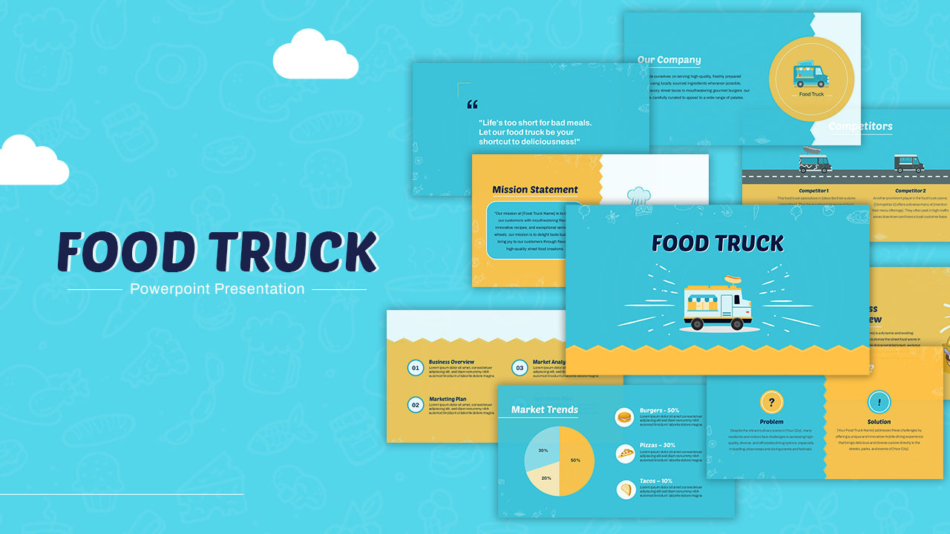 An Image that Shows Food Truck Business Plan Presentation Templates, Editable Slide Templates for Google Slides for businesses