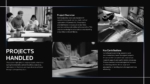 An Image That Shows Projects Handled Presentation Template, Internship Report Template for PowerPoint and Google Slides