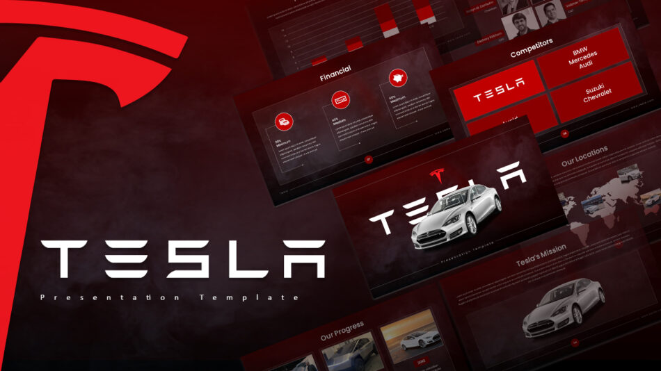 An Image That Shows Tesla PowerPoint Template, Find the best brand presentation templates for business and startups