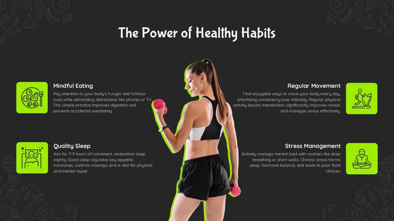 An Image That Shows The Power of Healthy Habits Presentation Template, Nutrition and Healthy Eating Habits template