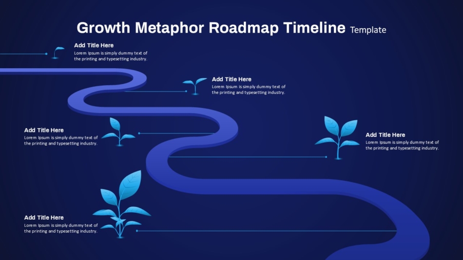 An Image That Shows a Vibrant Blue Growth Metaphor Timeline Template. Discover 25 Best Timeline Templates for business presentations