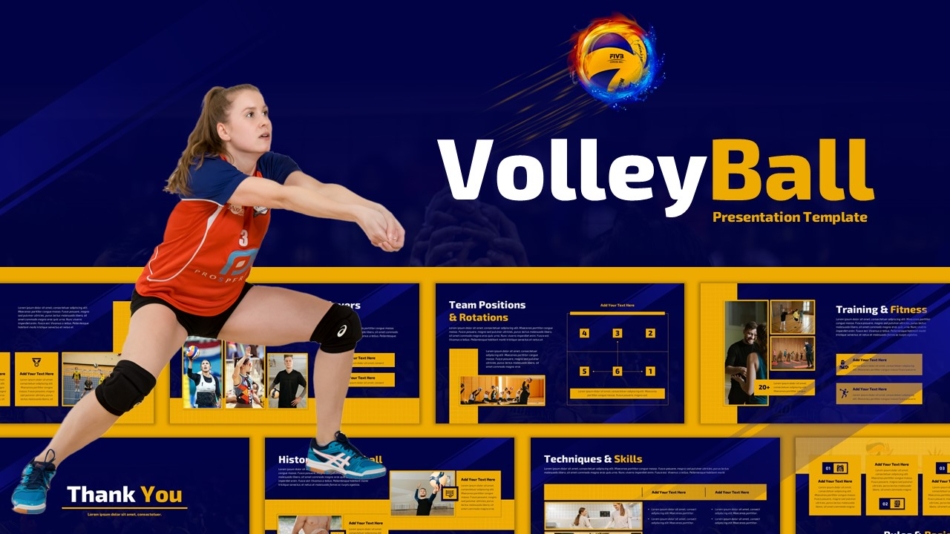 An Image That Shows Volleyball Presentation Template. Download Professional PowerPoint Templates for free