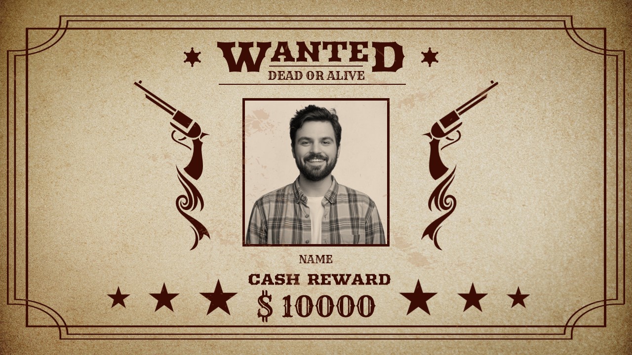 An Image that Shows Wanted Poster Template for PowerPoint and Google Slides