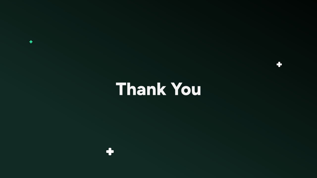 Thank you slide with minimal green gradient background for clinical case presentation closing screen.