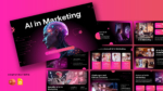 AI in Marketing presentation template featuring futuristic AI visuals, automation concepts, marketing analytics, customer engagement strategies, and modern PowerPoint and Google Slides slides.