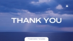 Thank You slide for a Cruise Line presentation template featuring a serene ocean horizon beneath dramatic clouds, providing a professional closing slide for travel, tourism, and cruise industry presentations in PowerPoint and Google Slides.