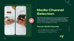 Media Channel Selection slide showcasing digital marketing channels, social media platforms, online advertising options, audience targeting strategies, and channel planning insights for PowerPoint and Google Slides.