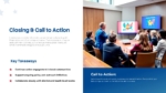 Political Party Closing and Call to Action slide for PowerPoint and Google Slides featuring key takeaways, campaign action points, and a leadership meeting presentation.