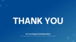 Political Party Thank You slide for PowerPoint and Google Slides featuring a blue background with a closing thank you message for campaign supporters and stakeholders.