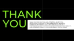 Thank You slide for a Future of Artificial Intelligence presentation featuring a bold black and neon green design with a closing message, ideal for professional presentations in PowerPoint and Google Slides.