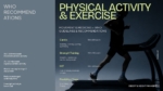 Physical Activity & Exercise presentation slide featuring WHO recommendations for aerobic activity, strength training, HIIT, flexibility, and cardio exercise, designed for healthcare, fitness, wellness, and medical presentations in PowerPoint and Google Slides.