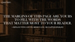 Chapter quote slide from The Vintage Book Collection presentation template featuring a vintage library bookshelf background with elegant serif typography, designed for inspirational quotes, chapter introductions, mission statements, and storytelling presentations.