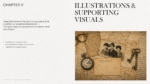 Illustrations and supporting visuals slide from The Vintage Book Collection presentation template featuring a vintage postcard collage with antique photographs, pocket watch, keys, handwritten letters, and editorial typography, ideal for showcasing images, archives, historical content, portfolios, and storytelling presentations.