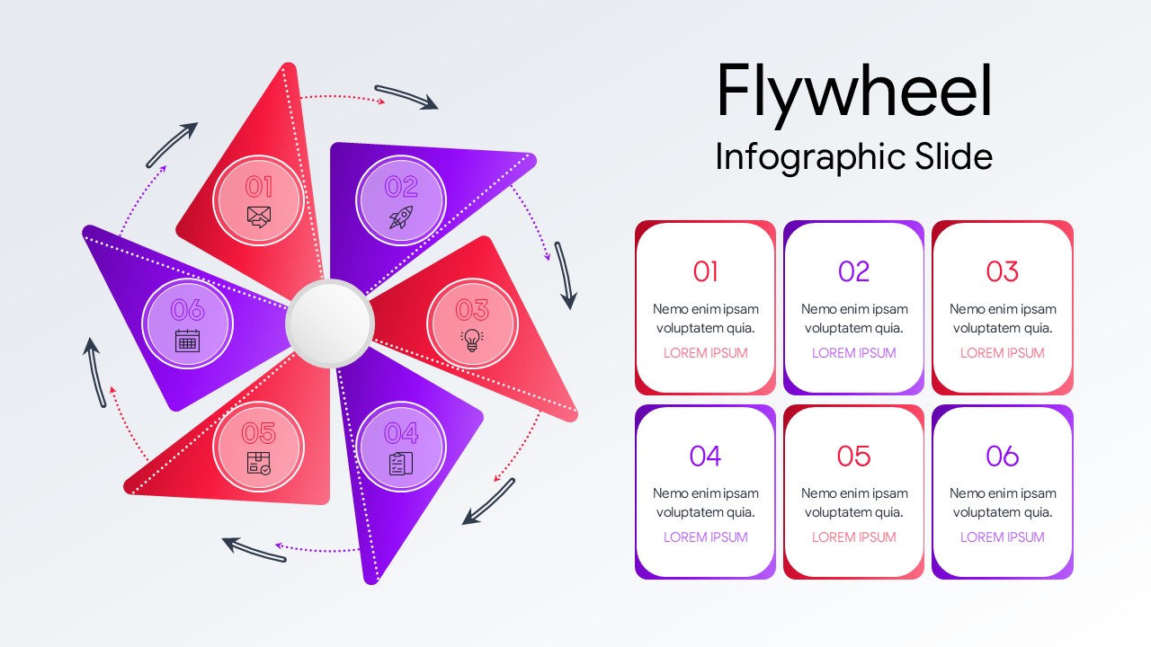segments, directional arrows, and matching text boxes for PowerPoint and Google Slides.