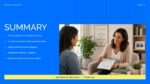 Psychiatric assessment summary slide highlighting diagnosis, risk status, treatment plan, medications, follow-up metrics, and questions for discussion.