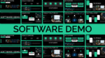 Software Demo Presentation Template overview showing ten professional PowerPoint and Google Slides layouts for product demos, software features, solutions, and results.