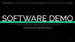 Software Demo Presentation Template title slide with a black background, green accent bar, software demo heading, product description, and presenter details.