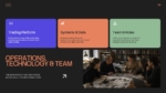 Operations, Technology and Team slide presenting the trading platform, systems and data infrastructure, team roles, and operational support.