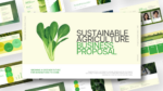 Sustainable Agriculture Business Proposal Template cover slide with green leafy vegetable image and modern business proposal title