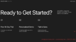 Call to Action slide for a Remote Work Solution presentation featuring free trial, personalized demo, and sales contact options with a modern dark presentation design.