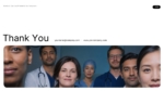 Medical healthcare presentation closing slide featuring a diverse healthcare team and contact information.