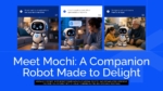Mochi companion robot introduction slide with three product visuals